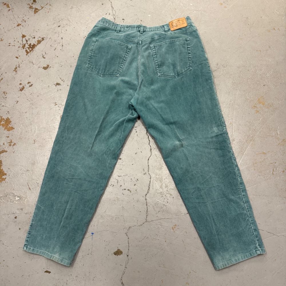 Vintage Eddie Bauer Corduroy Pants Teal Green Straight Leg Cotton 36 x 30 - Picture 2 of 7
